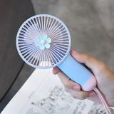 Uyguna Buldum Çiçek Desenli 3 Kademeli Şarjlı Mini El Fan Vantilatör - Mavi