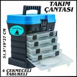 Uyguna-Yakala 4 Çekmeceli Tabureli Balıkçı Mavi Takım Çantası -M.018