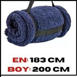 Uyguna-Yakala Acil Durum Battaniye Peluş Polar Kamp Battaniyesi Lacivert-Mlz.302