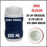 Uyguna-Yakala Isı Yalıtımlı Gri/Lacivert Cam Yemek Termosu-Erm.263