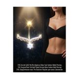 UygunGümüşçülük 316L Cerrahi Çelik 14k Altın Kaplama Zirkon Taşlı Özel Tasarım Figürlü Göbek Piercing – Paslanmaz Kararmaz Anti Alerjik Kadın Belly Button Piercing Göbek Takısı -1606- 1