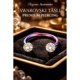 UygunGümüşçülük Antialerjik 316l Cerrahi Çelik Helix, Septum, Tragus, Labret Rainbow Şambala Piercing