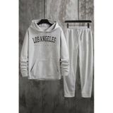 Uyguntarz Unisex Los Angles Baskılı Eşofman Takımı Gri