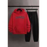 Uyguntarz Unisex Los Angles Baskılı Eşofman Takımı Kırmızı