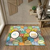 Uygur Home Renkli Kedi Köpek Mama Paspası 40X60 PVC Malzeme ile Kolay Temizlik Özelliği - Sarı - Yeşil
