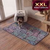 Uygur Home Xl - Chibi Kediler Temalı Petek Dokulu Kedi Kumu Yakalama Paspası - 60X80 cm - Pembe