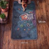 Uygur Home XXL - Astronot Temalı Kedi Kumu Yakalama Paspası 60x120 cm - Mavi - Beyaz