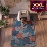 Uygur Home Xxl - Chibi Kediler 2 Temalı Petek Dokulu Kedi Kumu Yakalama Paspası - 60X120 cm - Mavi