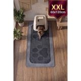 Uygur Home Xxl - Gri Büyük Pati Baskılı Petek Dokulu Kedi Kumu Yakalama Paspası - 60X120 cm - Gri - Antrasit