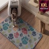 Uygur Home Xxl - Renkli Patiler Temalı Petek Dokulu Kedi Kumu Yakalama Paspası - 60X120 cm - Beyaz