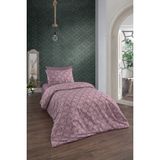 UYGURİYE Tek Kişilik Nevresim Takımı Yorgan Kılıfı %70 Pamuk Nakişli Desen+ Lastikli Çarşaf+ 1 Yastık Kılıfı - Mor - 160 x 120 cm