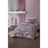 UYGURİYE Tek Kişilik Nevresim Takımı Yorgan Kılıfı %70 Pamuklu Kalp Desen + Lastikli Çarşaf+ Yastık Kılıfı - Beyaz - 160 x 120 cm