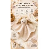 Uyku Arkadaşı Tavşan - Premium 4 Kat ,%100 Pamuk Müslin , El Yapımı Bebek Uyku Oyuncağı