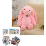 Uyku Arkadaşım Papyonlu Uzun Kulak 65 cm Peluş Tavşan ve Eğitici Eğlenceli Etkinlik Seti - Pembe