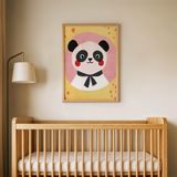 Uykucu Panda Çocuk Odası Duvar Posteri Çerçeveli Tablo Duvar Dekorasyonu - 30 x 40 - Ahşap Çerçeveli
