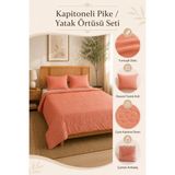 Uykuperest Flora Somon Ince Kapitoneli Uyku Seti Çift Kişilik 220X235 - Bej - Pudra