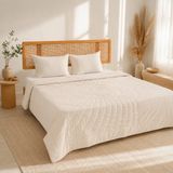 Uykuperest Liora Bej Ince Kapitoneli Uyku Seti Tek Kişilik 180X235 1 Adet Yastık Alezi - Pudra - Bej