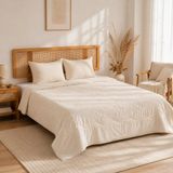 Uykuperest Lovea Bej Kapitoneli Pike Takımı Tek Kişilik 180X235 1 Adet Yastık Alezi - Pudra - Bej