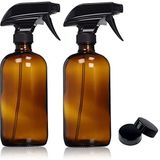 uyoyous Amber Cam Sprey Şişeleri (250ml/8oz) Uçucu Yağlar Temizlik Organik Bitki Pişirme için Boş Doldurulabilir Konteyner BPA İçermeyen Sis Tetikleyici Püskürtme Kapakları ile, 2'li Paket