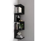 UYSAL FURNİTURE Zigzag Köşe Kitaplık Açık Raf Zigzag Siyah Black
