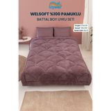 UYSAL WELSOFT AKFİL MİDYE DESEN BATTAL BOY UYKU SETİ GÜL KURUSU 220x240