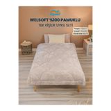 UYSAL WELSOFT AKFİL MİDYE DESEN TEK KİŞİLİK UYKU SETİ BEJ 155x215