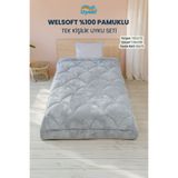 UYSAL WELSOFT AKFİL MİDYE DESEN TEK KİŞİLİK UYKU SETİ GRİ 155x215