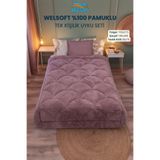 UYSAL WELSOFT AKFİL MİDYE DESEN TEK KİŞİLİK UYKU SETİ GÜL KURUSU 155x215