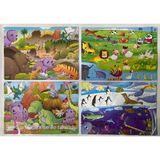 Uysal Yayınevi Çocuklar Için Eğitici ve Öğretici Yapboz Puzzle 4 Adet Toplam 128 Parça Renkli