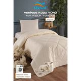 Uysal Yorgan Merinos Kuzu Yünü Yorgan Pamuklu Akfil Krem Tek Kişilik - 155 x 215 cm