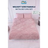 Uysal Yorgan Welsoft Akfil Midye Desen Battal Boy Uyku Seti - Pudra