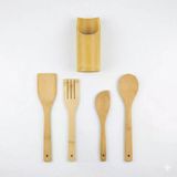 Uyt Life Doğal Bambu 5 Parça Mutfak Servis Seti - Ahşap Spatula, Kaşık, Servis Çatalı ve Tezgah Üstü Kaşıklık Standı - Isıya Dayanıklı, Yapışmaz Tava Dostu Mutfak Gereçleri Seti