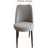 Uytm 1 Adet Jakarlı Oval Sandalye Kılıfı, Lastikli, Esnek Yıkanabilir Sandalye Örtüsü - 35 x 45 cm - Vizon
