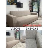 Uytm 3+3+1+1 Dokuma Jakar Koltuk Örtüsü Lastikli Esnekli Yıkanabilir/ Koltuk / Kanepe / Çekyat Örtüsü - 180 x 230 cm - Vizon