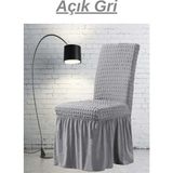 UYTM Bürümcük Etekli Sandalye Kılıfı Likralı Lastikli Yıkanabilir Sandalye Örtüsü ( 1 ADET ) GRİ - 45 x 55 cm - Gri