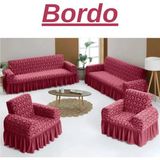 Uytm Jakarlı 3+3+1+1 Koltuk Takımı Örtüsü. Lastikli, Esnek, Yıkanabilir Koltuk, Kanepe, Çekyat Kılıfı - 180 x 230 cm - Bordo
