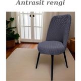Uytm Tuğla Desen Jakarlı Oval Sandalye Kılıfı, Lastikli, Esnek Yıkanabilir Sandalye Örtüsü - 35 x 45 cm - Antrasit