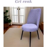 Uytm Tuğla Desen Jakarlı Oval Sandalye Kılıfı, Lastikli, Esnek Yıkanabilir Sandalye Örtüsü - 35 x 45 cm - Gri