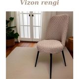 Uytm Tuğla Desen Jakarlı Oval Sandalye Kılıfı, Lastikli, Esnek Yıkanabilir Sandalye Örtüsü - 35 x 45 cm - Vizon