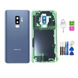 Uyumlu Arka Cam Kapak Arka Kapı Su Geçirmez Montaj Yedek Önceden Yüklenmiş Kamera Lensi ve Çerçevesi Samsung Galaxy S9+ Plus için - Tüm Modeller G965 Tüm Taşıyıcılar - OEM Yedek + (Mercan Mavisi)
