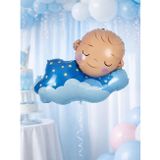 Uyuyan Erkek Bebek Folyo Balon – Cinsiyet Partisi & Baby Shower Süsü 98 cm