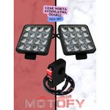 Uzak Aydınlatma Odaklı Mercekli 16 Ledli Motosiklet Sis Farı Takımı + Usb'li Buton 48+48 - 96 Watt