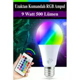 Uzaktan Kumanda İle Renk Değiştiren Dimli Ampul Rgb 9 Watt E27 Duy