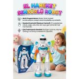 Uzaktan Kumandalı 27 Fonksiyonlu Sesli Işıklı Sensörlü Programlanabilir Yürüyebilen Oyuncak Robot MAVİ