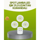Uzaktan Kumandalı 3 Lü Led Spot Lamba Seti Yapışkanlı Pratik Kullanım