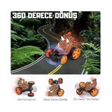 Uzaktan Kumandalı Dinozor Araba 360° Hareketli, Pilli,ışıklı, Atan Full Fonksiyon, Ön Tekerlekleri Akrobat Dönebilen Araba (Kahverengi)