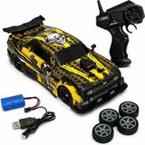 Uzaktan Kumandalı Full Fonksiyon 2.4g Şarjlı 1:16 4x4 Drift Araba, Işıklı ve Buharlı Rc Yarış Arabası, Yedek Drift Lastikli, USB Şarj Kablolu Oyuncak - Çok Renkli