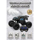 Uzaktan Kumandalı Işıklı 2.4GHz Bluetoothlu Telefon Kontrollü Arazi Temalı Oyuncak Yarış Arabası MAVİ