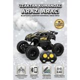 Uzaktan Kumandalı Işıklı 2.4GHz Bluetoothlu Telefon Kontrollü Arazi Temalı Oyuncak Yarış Arabası SARI
