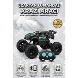 Uzaktan Kumandalı Işıklı 2.4GHz Bluetoothlu Telefon Kontrollü Arazi Temalı Oyuncak Yarış Arabası TURKUAZ